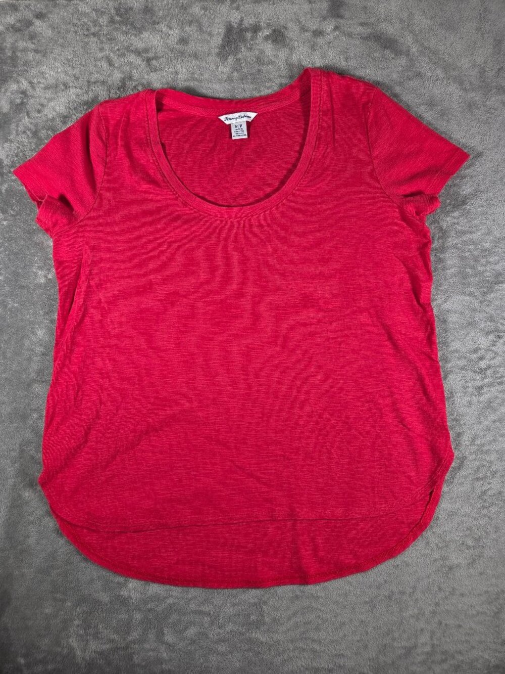Tommy Bahama Women's Coral Red Scoop Neck Cotton Slub Tee Size Medium